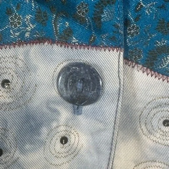 Patchwork Denim 100% Cotton Jacket Sz M Art to Wear Shabby Chic Hippie Bohemian - Picture 7 of 16